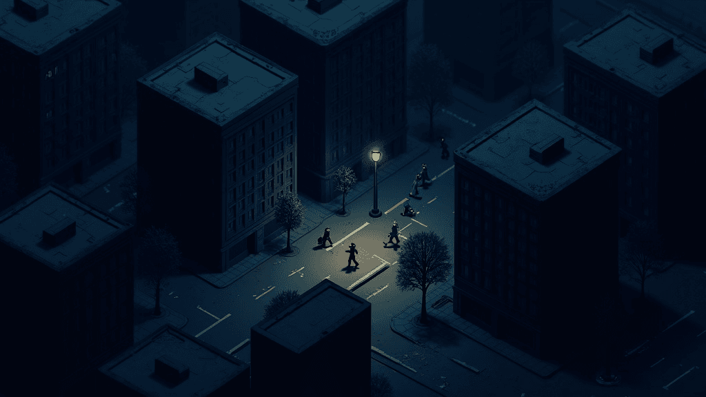 Dark city with power outage