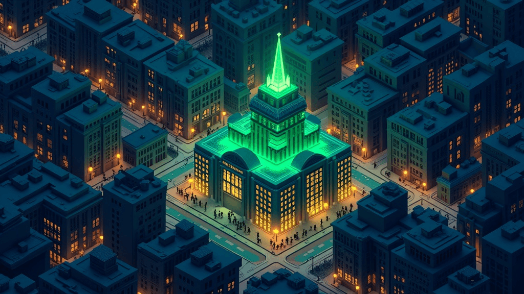 Restored city with lights